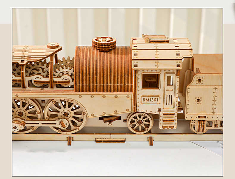Vintage mechanical steam train 3d wooden puzzle - Image 3